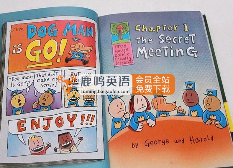 《神探狗Dog Man》幽默原版英文漫画桥梁书，8册PDF绘本 音频MP3，百度网盘下载！