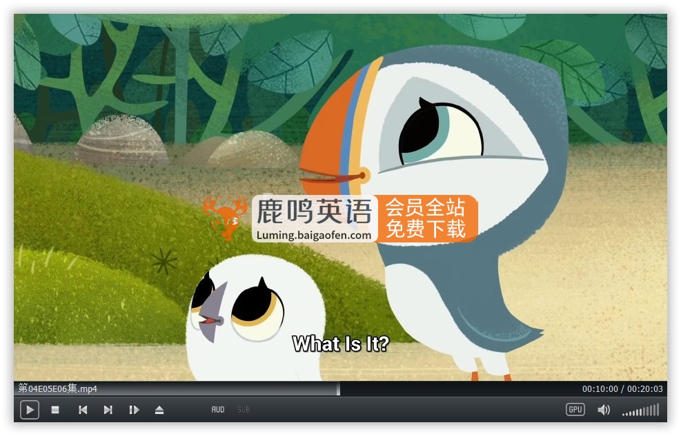 学龄前英文动画片《Puffin Rock 欢乐海鹦岛》全1-3季共99集，1080P高清视频带英文字幕，百度网盘下载！