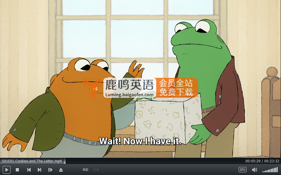 英文动画片《Frog and Toad 青蛙和蟾蜍》全二季共17集，1080P高清视频带中英文字幕，带配套音频MP3，百度网盘下载！
